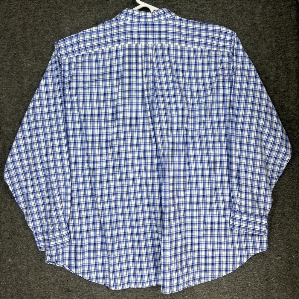 Polo Ralph Lauren Shirt Mens 3XB white blue plaid Oxford preppy long sleeve - Picture 10 of 11